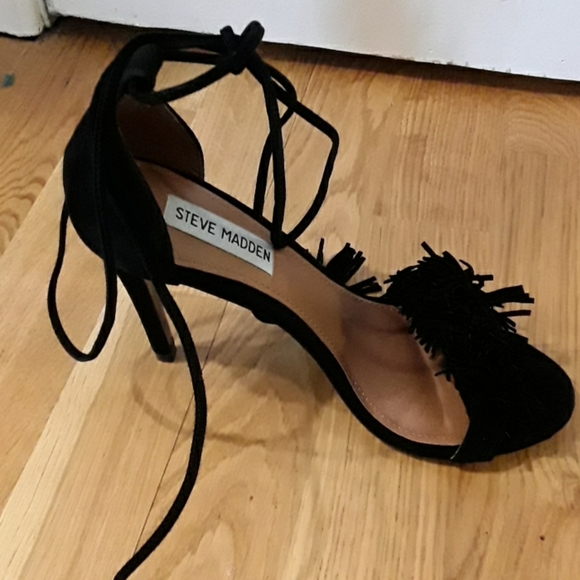 Steve Madden Shoes - BN in box black fringed lace up suede heels